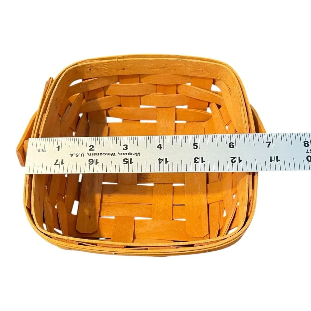 Longaberger Square Basket 2002 Small Utility Basket Swing Handle Handwoven USA